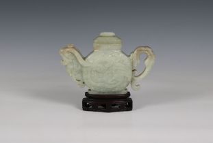 An oriental soapstone decorative teapot
