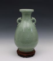 A contemporary Chinese porcelain celadon vase