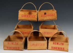 Guernsey Growing interest - A collection of Ten vintage 'Newlyn Vinery' 2lbs of Grapes chip baskets.