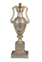 An Italian silver giltwood vase table lamp