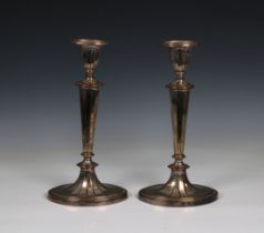 A pair of Sheffield plate candlesticks