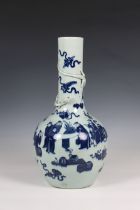 A Chinese blue & white bottle vase