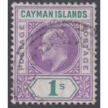 Stamps CAYMAN ISLANDS-1907 1/- Violet & Green. A fine used example SG 15