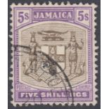 Stamps JAMAICA-1905 5/- Grey & Violet. A fine used example SG 45