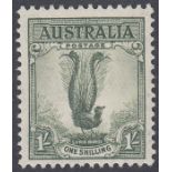 Stamps AUSTRALIA-1937 1/- Grey-Green. An unmounted mint perf 13½x14 example Sg 174