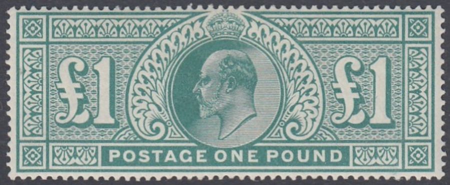 Great Britain Stamps : 1902 £1 Green , superb mounted mint SG 266