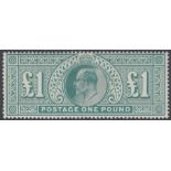 Great Britain Stamps : 1902 £1 Green , superb mounted mint SG 266