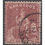 Stamps BARBADOS-1873 3d Brown-Purple. A fine used example SG 63