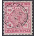 Stamps MALTA-1886 5/- Rose. A fine used example SG 30