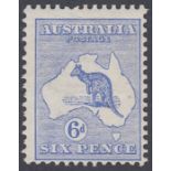 Stamps AUSTRALIA-1913 6d Ultramarine. A mounted mint example SG 9