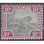 Stamps FEDERATED MALAY STATES-1900-01 10c Grey & Purple. A lightly mounted mint example SG 20c