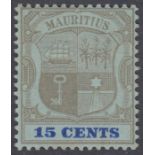 Stamps MAURITUS-1905 15c Black & Blue/Blue. A mounted mint example SG 150