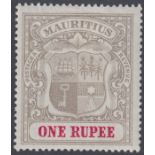 Stamps MAURITUS-1902 1r Grey-Black & Carmine. A mounted mint example SG 153