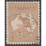 Stamps AUSTRALIA-1915 2/- Brown. A fine used example SG 29