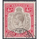 Stamps BERMUDA-1920 4/- Black & Carmine. A very fine used example SG 52b