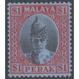 PERAK-1940 $1 Black & Red/Blue. A mounted mint example Sg 119