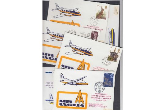 GB Airmail covers 1970's period, Air Anglia to various locations (12)