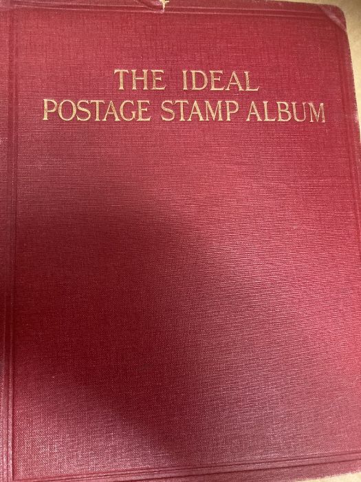 Stamps : Three old Ideal Albums, basically empty but a few stamps spotted !