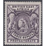 Stamps BRITISH EAST AFRICA-1897-1903 3r Deep Violet. A mounted mint example Sg 94 hinge remainder