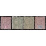 Stamps JAMAICA-1889-91 A mounted mint set including both 2d shades SG 27-29.