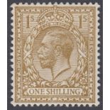 Great Britain Stamps : 1912 1/- Olive Brown lightly mounted mint SG N32(9)