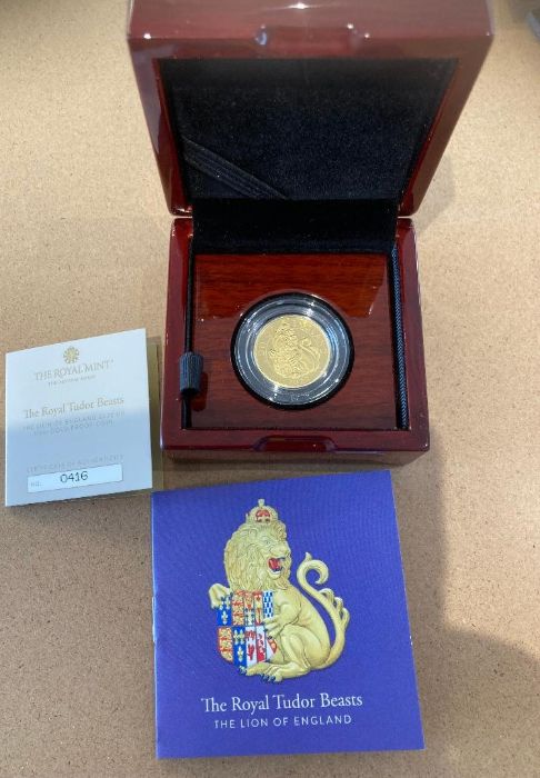 Coins : 2022 1/4oz Tudor Beasts GOLD proof in display box with cert 0416 - Image 3 of 3