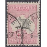 STAMPS : AUSTALIA 1932 10/- Grey and Pink SG 136 good used example