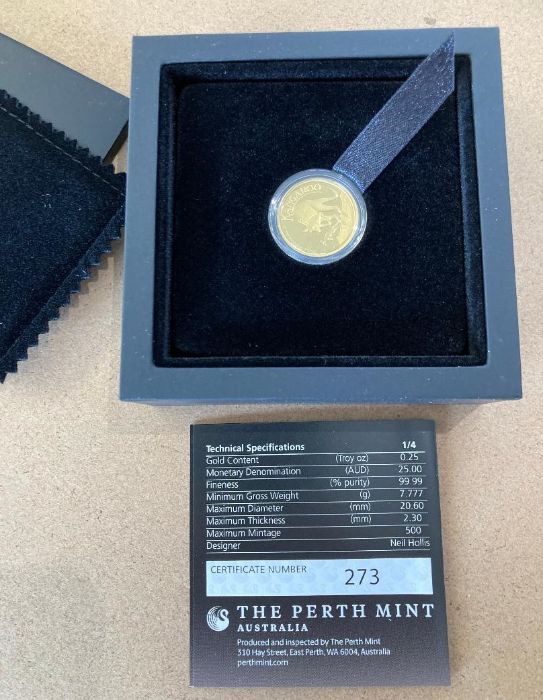 Coins : 2022 1/4 oz GOLD Proof coin from Australia boxed with cert - Image 3 of 4