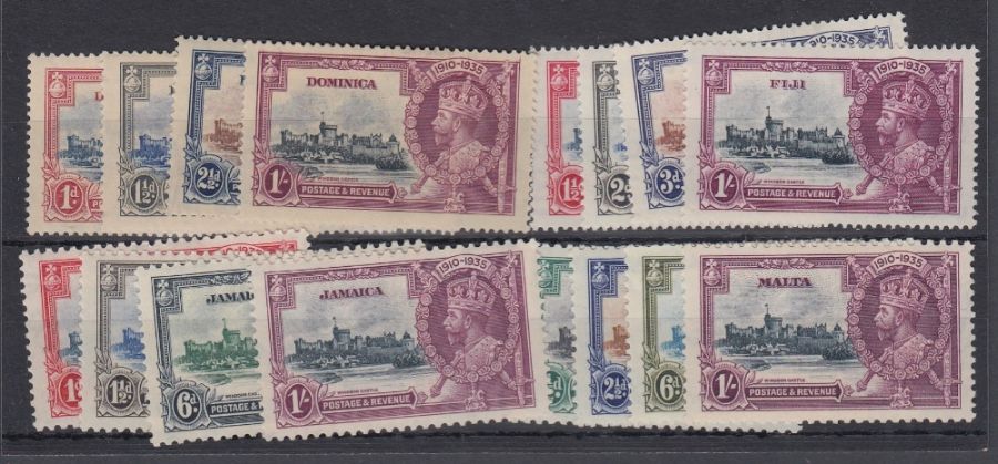 STAMPS : 1935 Jubilee mint sets for Dominica, Fiji, Jamaica and Malta Cat £85