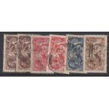 STAMPS : Selection of used Seahorses 2/6 (2) 5/-(2) 10/-, plus a Morrocco Agencies example