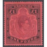 STAMPS BERMUDA 1938 £1 Purple and Black/Red perf 14, mounted mint SG 121