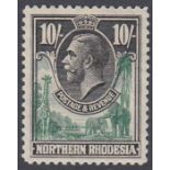 STAMPS NORTHERN RHODESIA 1925 10/- Green and Black, mounted mint SG16