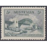 STAMPS : AUSTALIA 1932 Sydney Harbour Bridge, 5/- blue-green fine used