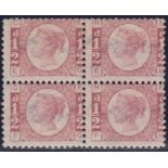 STAMPS : GREAT BRITAIN 1870 QV 1/2d bantam, plate 6, in a fine mint block of four