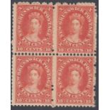 STAMPS CANADA, NEW BRUNSWICK, 1860 10c red in a fine mint block of four
