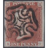 STAMPS : GREAT BRITAIN : 1841 Penny Red plate 1b (IG) very fine used four margins SG 7