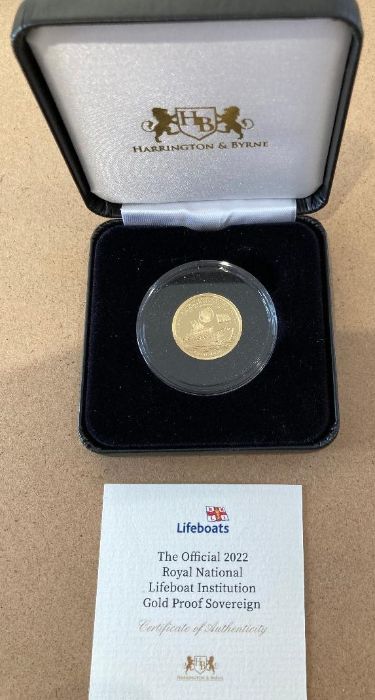 Coins : 2022 RNLI Gold Proof Sovereign cased and in display box