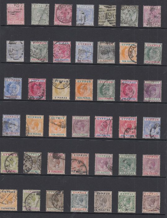 STAMPS : Used Commonwealth QV to GV, Cyprus, Gibraltar and Malta values to 10/-