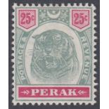 STAMPS MALAYA PERAK 1897 25c Green and Carmine, mounted mint SG 73