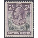 STAMPS NORTHERN RHODESIA 1925 5/- Slate-Green and Violet, mounted mint SG 14
