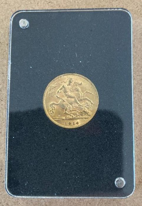 Coins : 1914 Gold Half Sovereign slabbed and in display box - Image 2 of 3