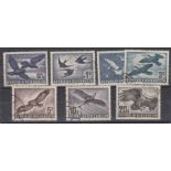 STAMPS AUSTRIA 1950-53 AIR, birds set of seven fine used