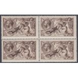 STAMPS 1913 2/6 Deep Sepia Brown, superb unmounted mint block of four SG 399