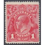 STAMPS : AUSTALIA 1914 1d Carmine Red, unmounted m