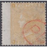 STAMPS : GREAT BRITAIN 1862 9d Straw (EI) very fin