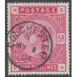 STAMPS : 1883 5/- Crimson (DH), superb used exampl