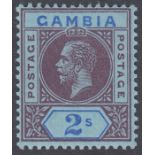 STAMPS GAMBIA 1912 2/- Purple and Blue/Blue mounte