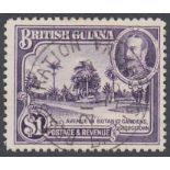 STAMPS BRITISH GUIANA 1934 $1 Bright Violet fine u