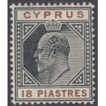 STAMPS CYPRUS 1904 18pi Black and Brown mounted mi