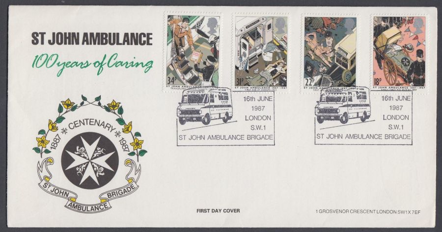 Stamps First day cover, 1987 St Johns Ambulance official cover